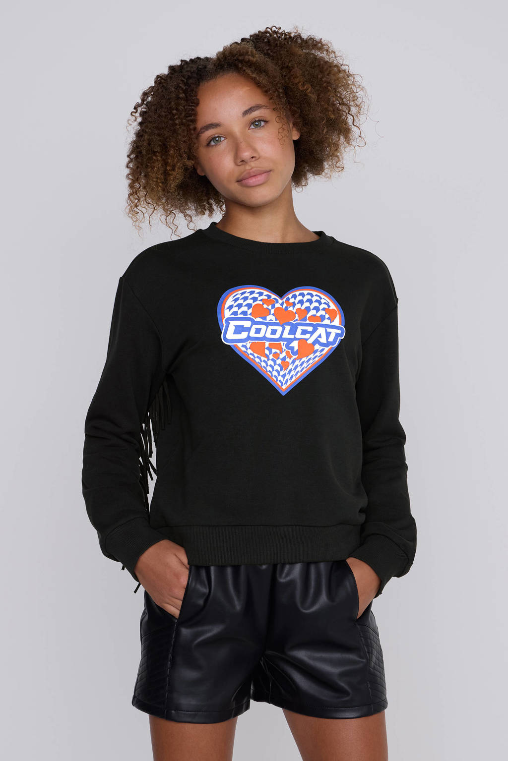 Coolcat Sweater Tori met Franjes en Hart Print