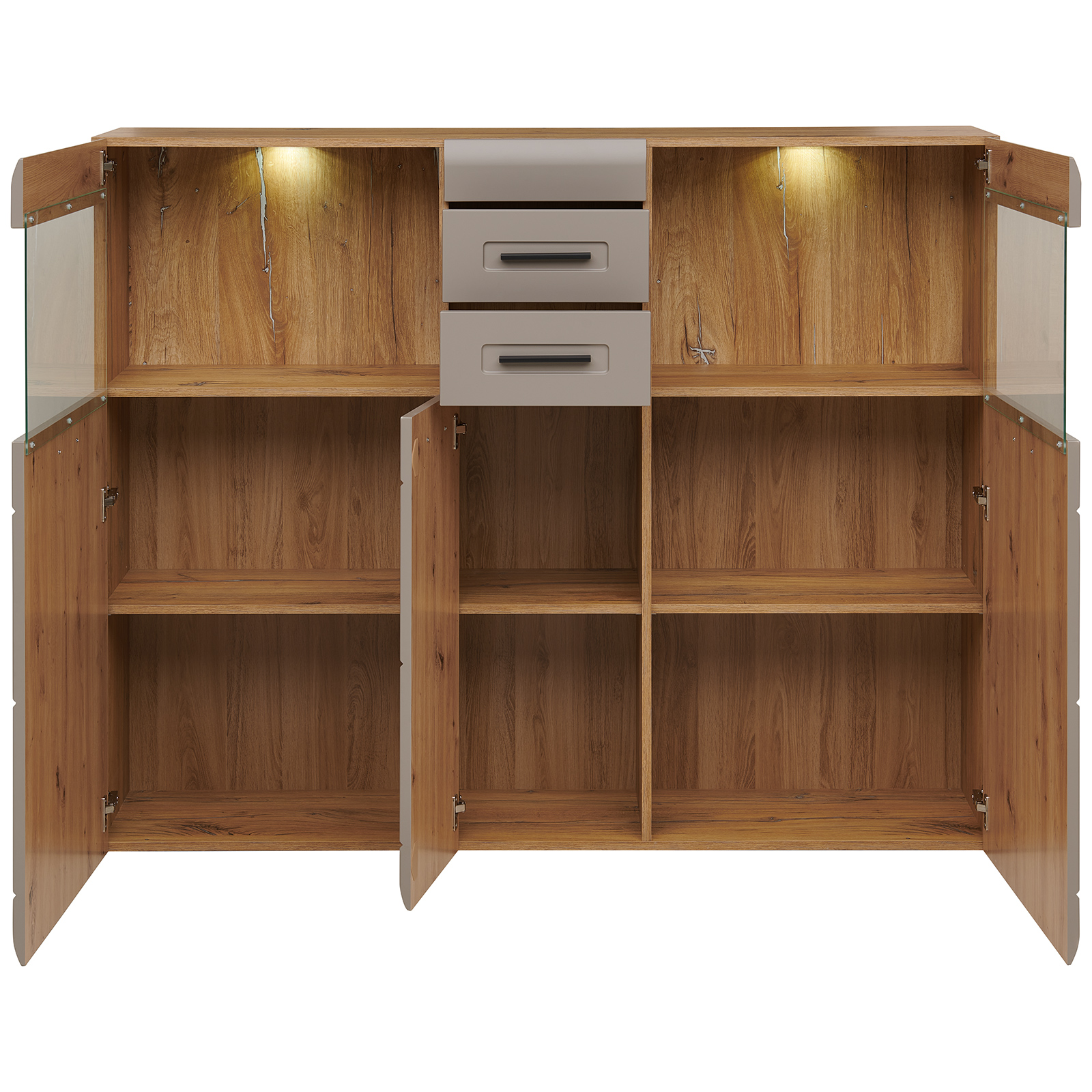 Luca Bessoni Highboardvitrine AURIS - Basalt-Flagstaff Eiche - 155 cm