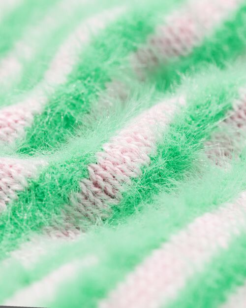 pull enfant fluffy à rayures vert