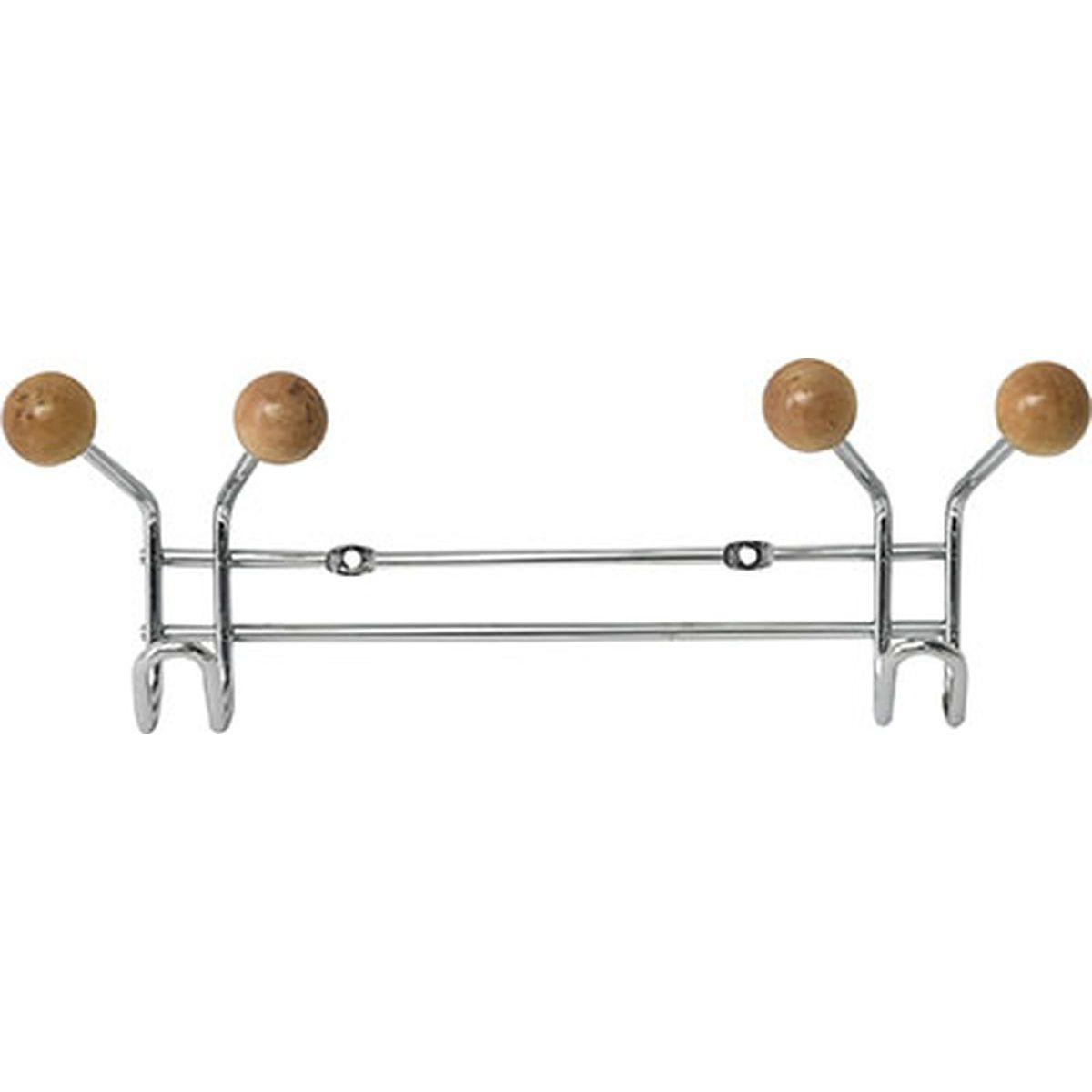 PATERE METAL 2 CROCHETS A FIXER DECORATION BOIS  CHORME BOI