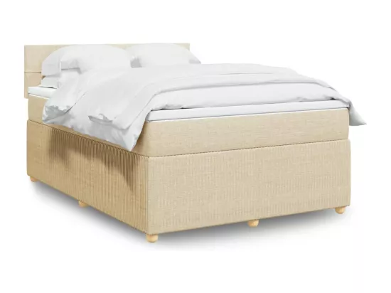 Sommier à lattes de lit avec matelas Crème 140x190 cm Tissu