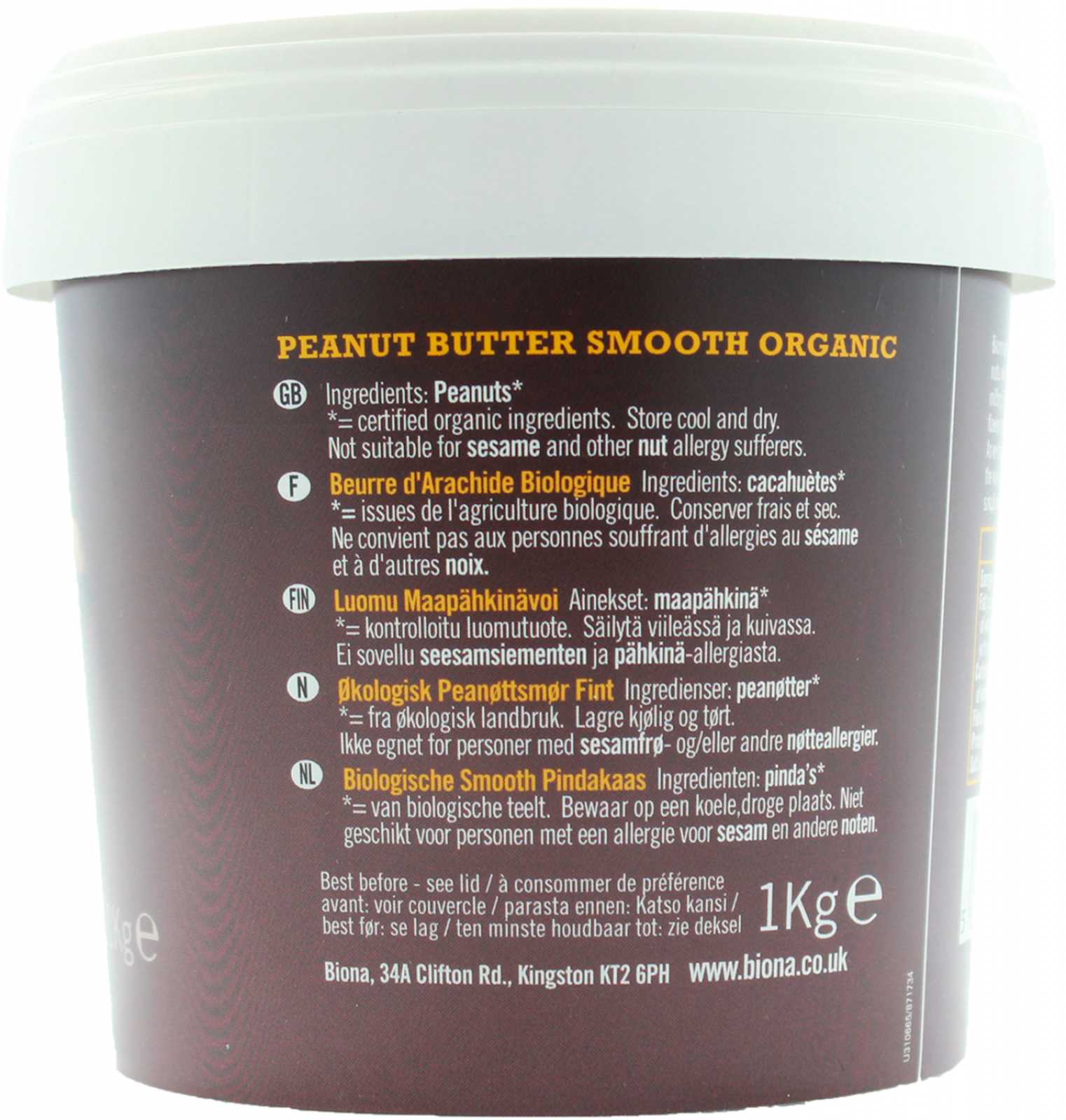 Manteiga de Amendoim Orgânica Crocante Biona Organic 1kg