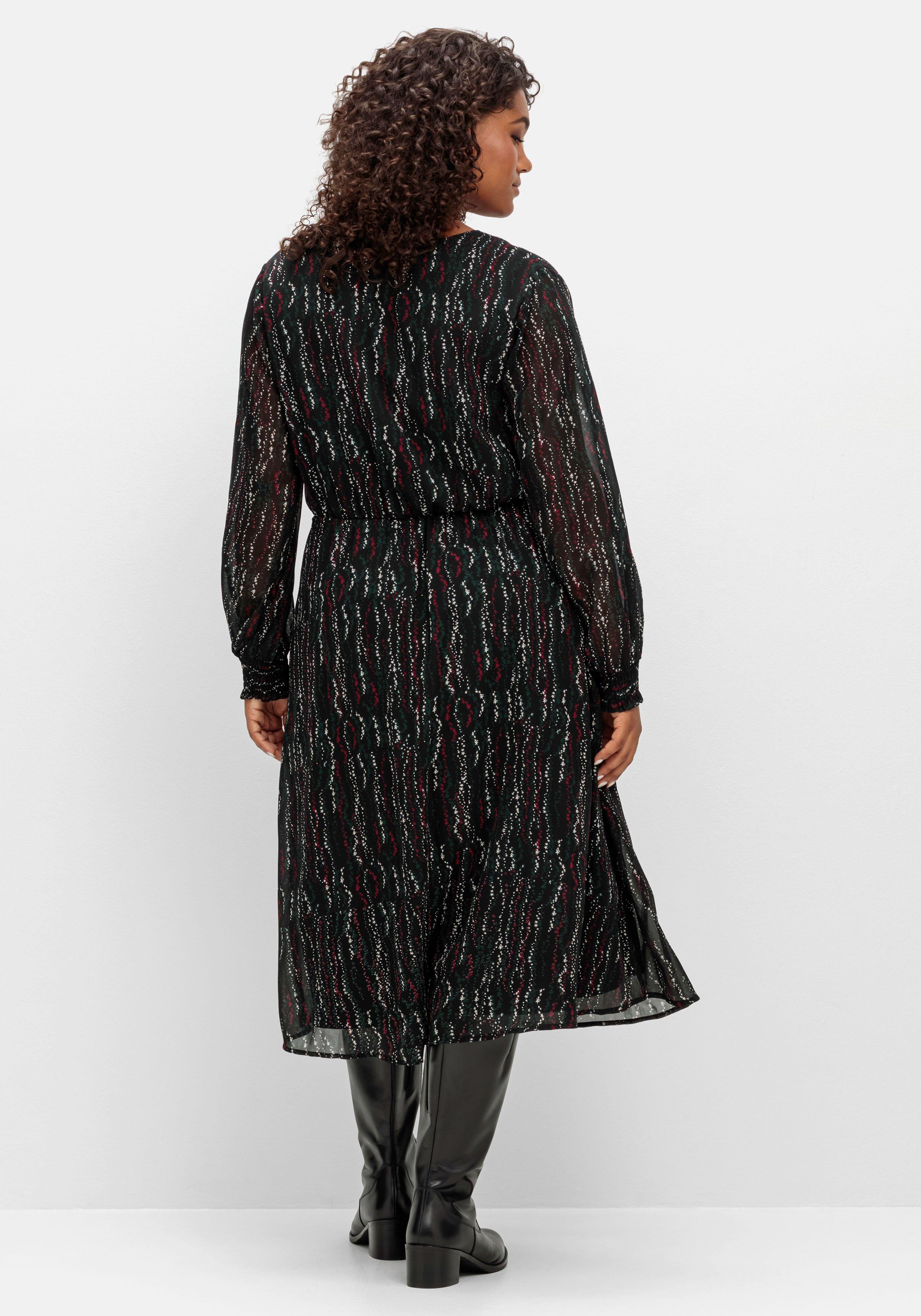 Chiffonkleid mit Alloverprint, in Wickeloptik