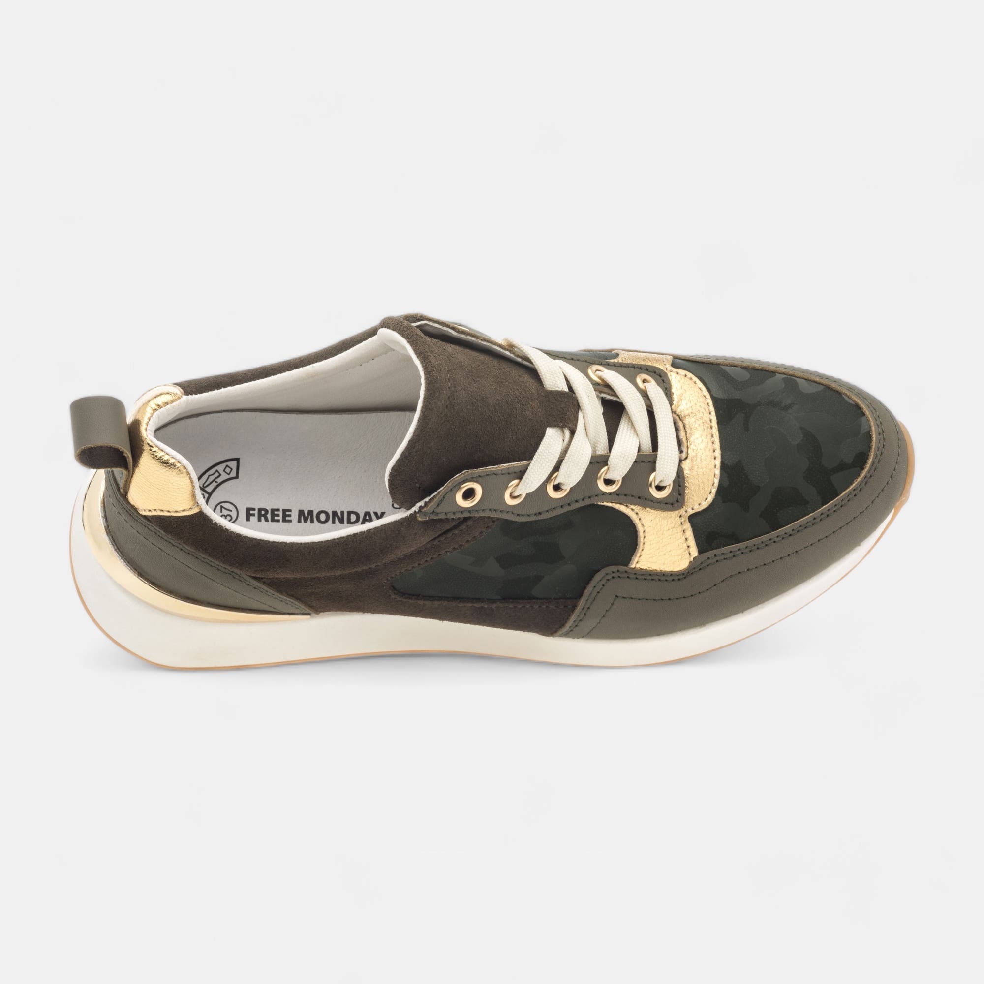 Baskets basses Femme en cuir kaki