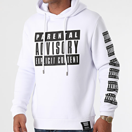 Sweat Capuche Tape Blanc Noir