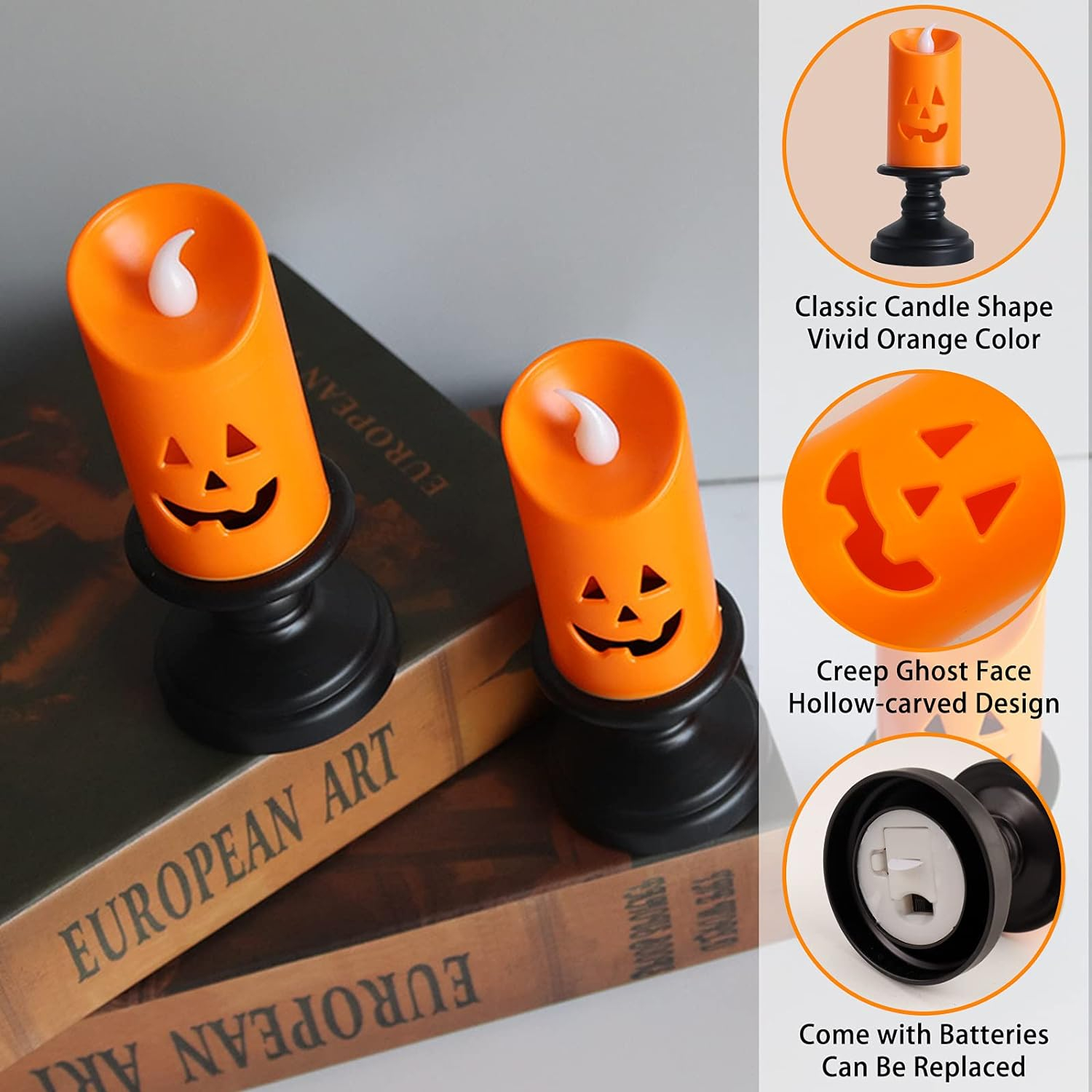 (Ø5.5x12.5cm) Kürbis LED Kerze Halloween Home Deko Stimmungsleuchte (inkl. LR1130 Batterien) - Bunt