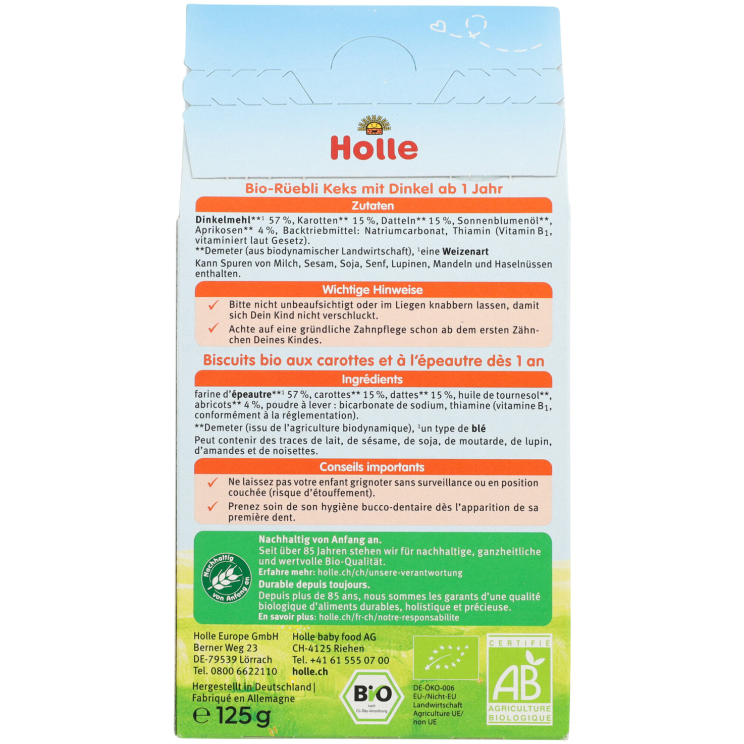 Holle Rüebli Keks 12+ Monate