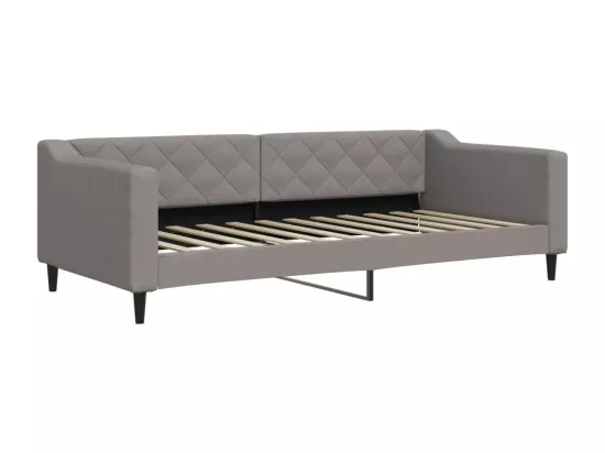 Lit de jour avec gigogne et matelas taupe 90x200 cm tissu