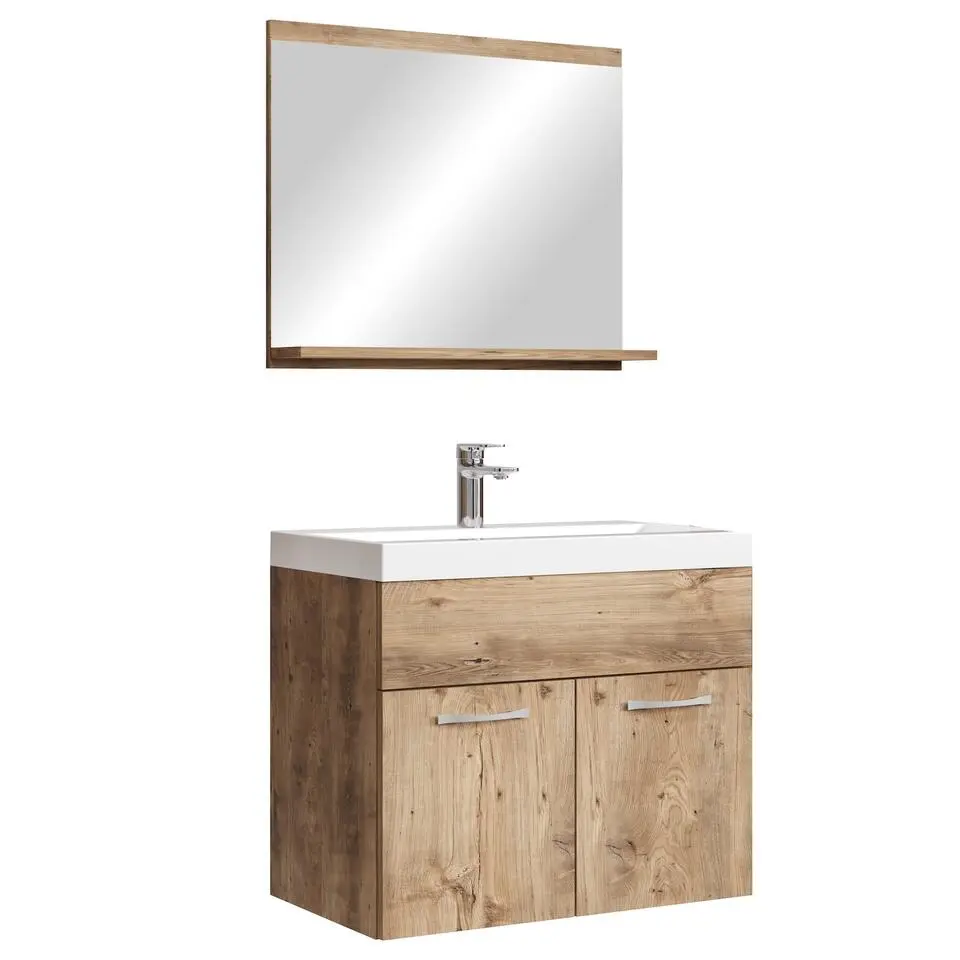 Badplaats Badkamermeubel Montreal Set 02 60 cm – Kastanje Eiken – Hangend Meubel