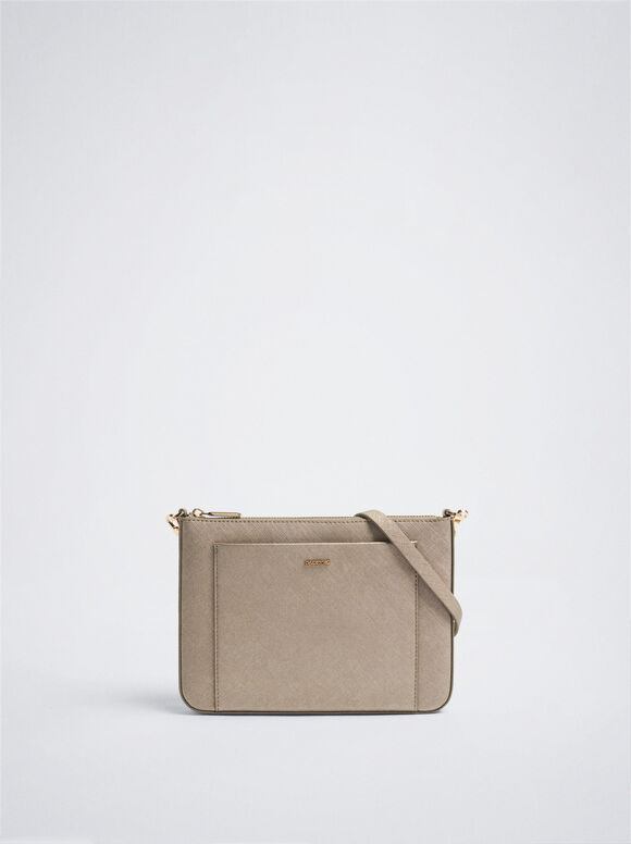 Bolsa transversal com bolso externo - Prateada