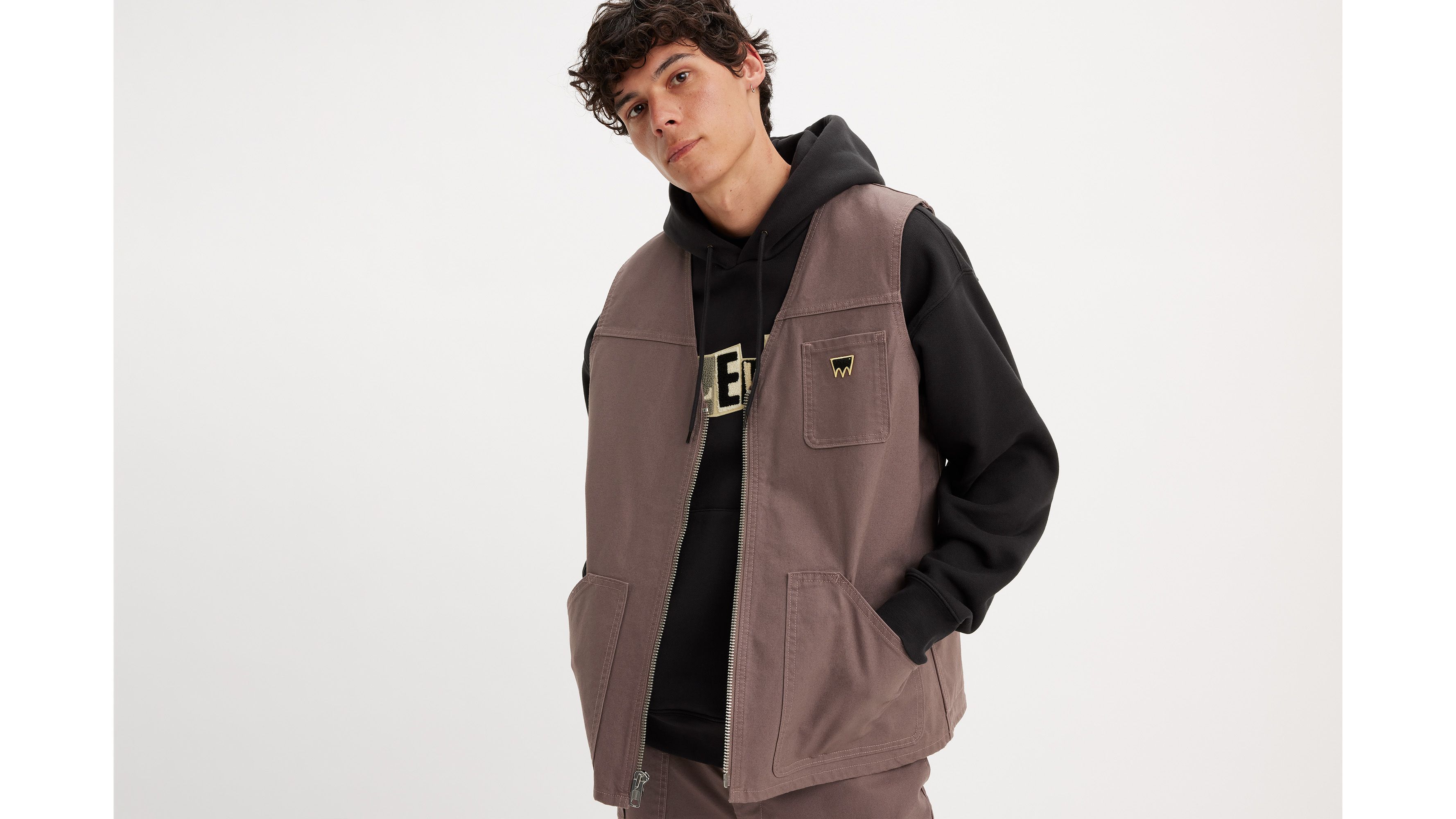 Levi's® Skateboarding veste sans manche en toile - Peppercorn - Blanc