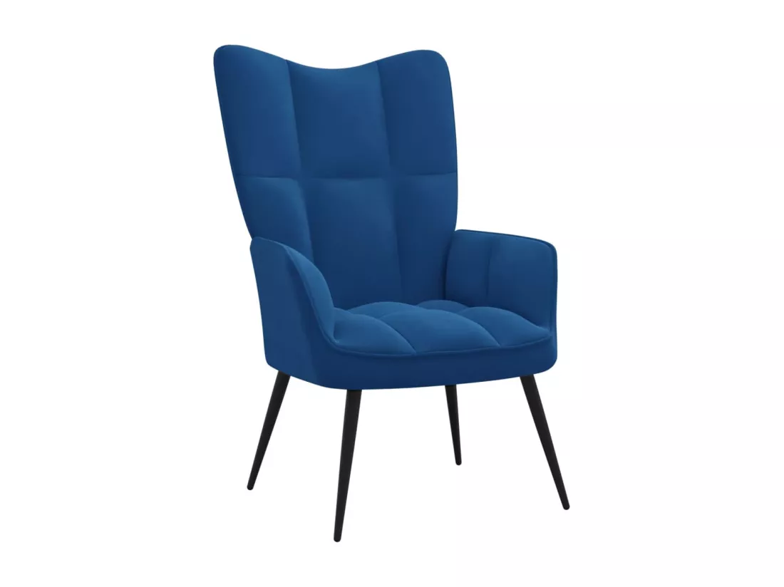 Fauteuil de relaxation avec repose-pied Bleu Velours