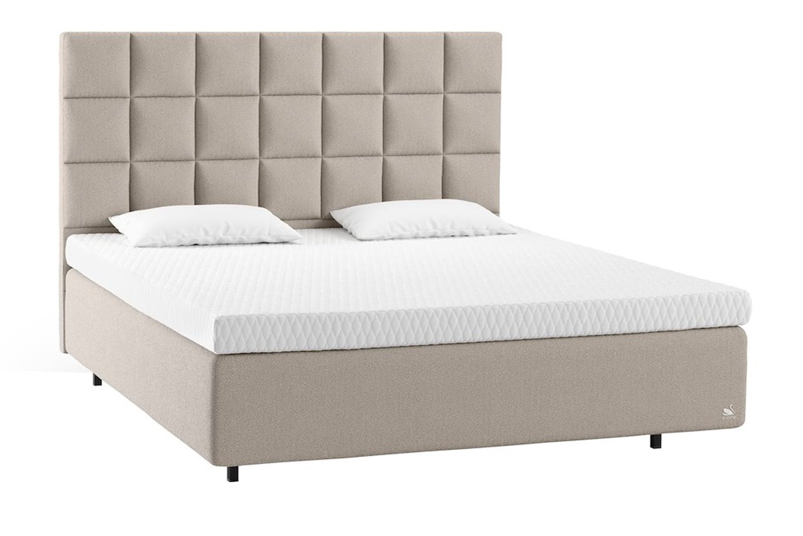 Zoe kontinentalseng Tekstil Dream Grey, Integrert overmadrass og Floating Legs