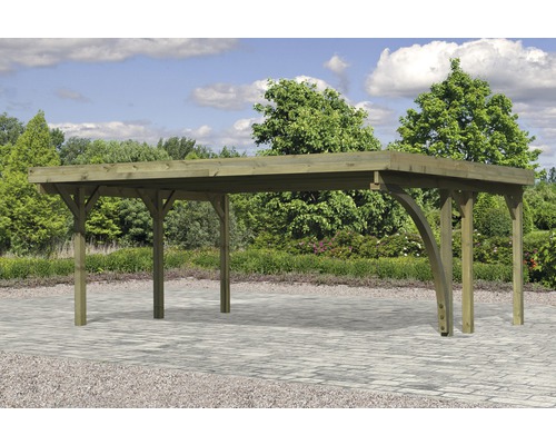 Dubbele carport Karibu Caan 1 variant B 598 x 480 cm drukgeïmpregneerd