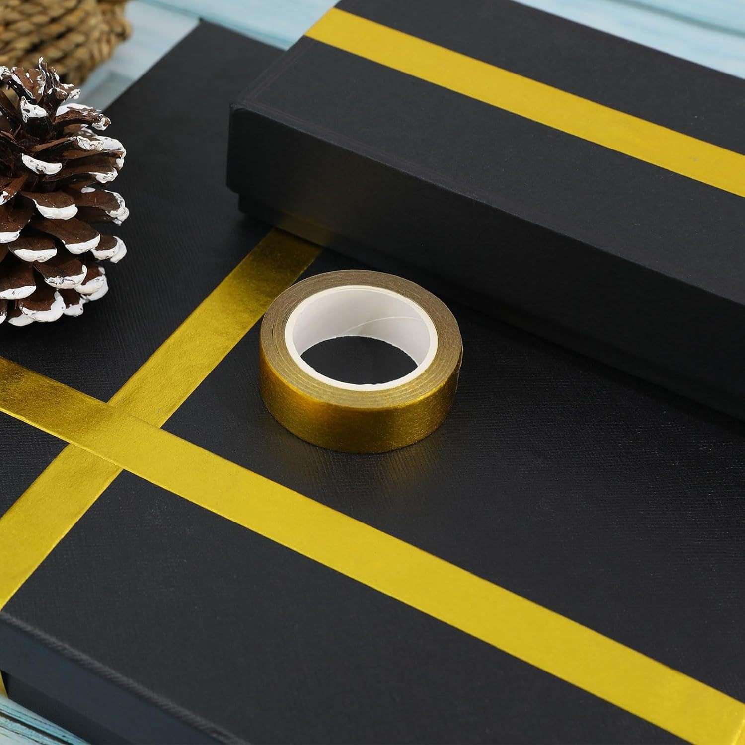 (15mmx5m) Washi Tape Glänzendes Deko Klebeband Bastel Masking Tape - Gold