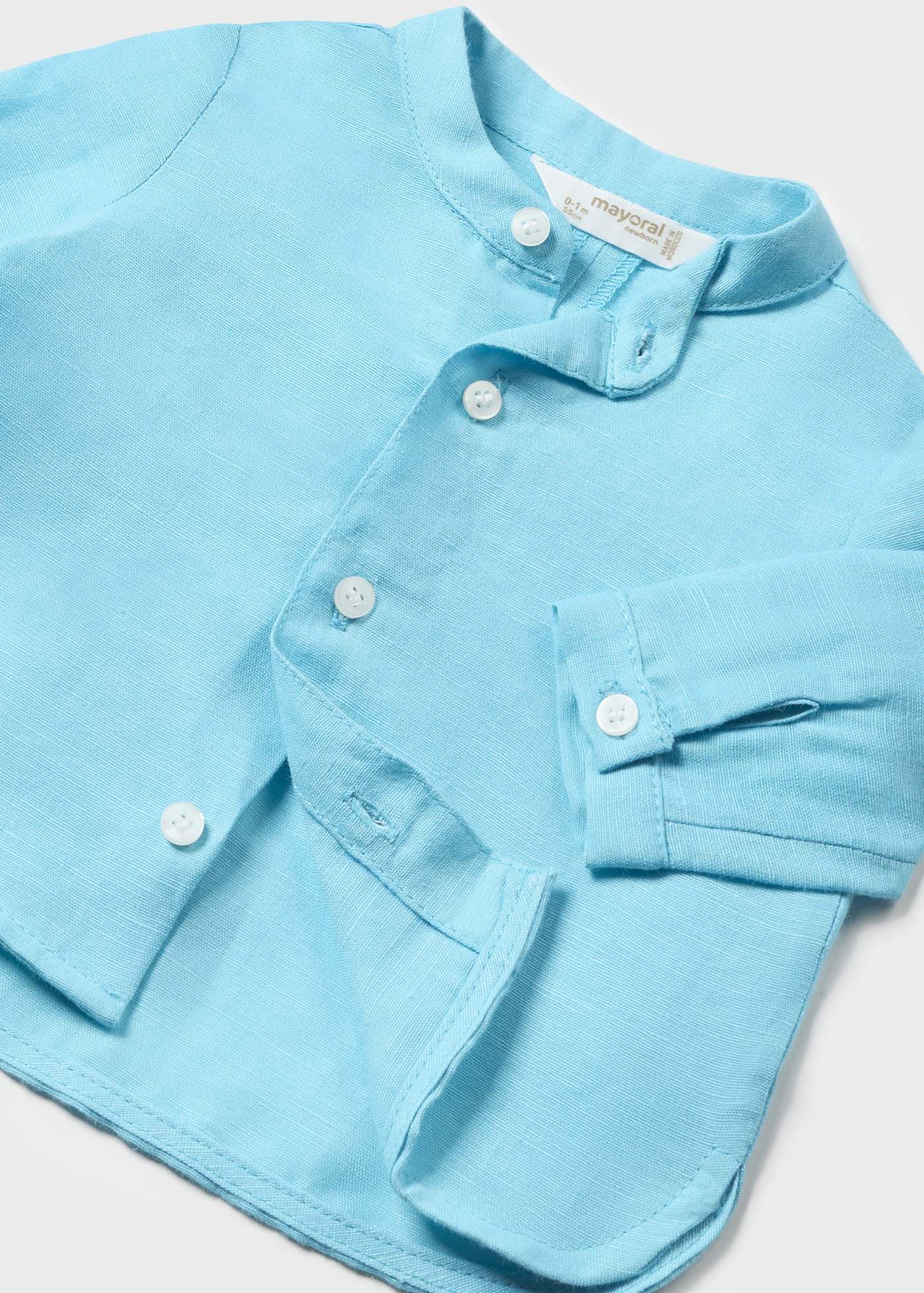 Camisa mandarim de linho europeu para recém-nascido Capri