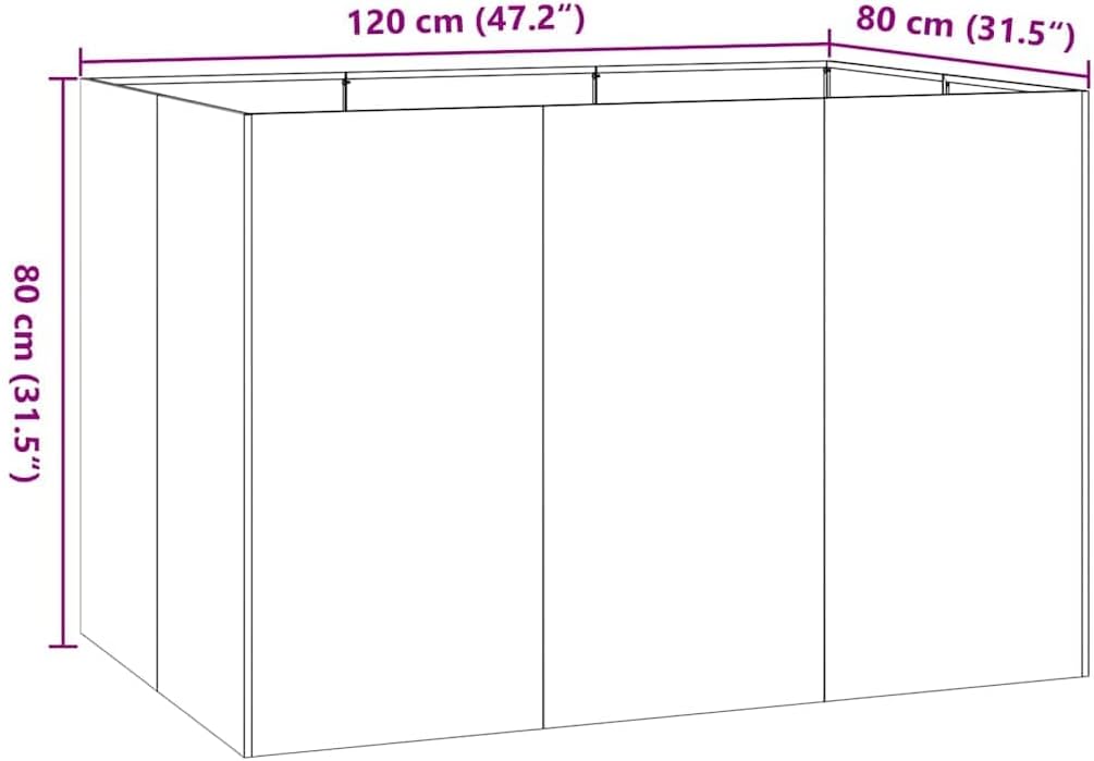 vidaXL Pflanzgefäß Anthrazit 120x80x80 cm Stahl, Pflanzschale, Garten-Garten-Pflanzkübel, Outdoor-Pflanzgefäß, Hochbeet, Pflanzgefäß, Blumenkasten