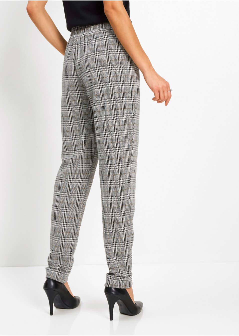 Pantalon taille extensible à carreaux Prince de Galles