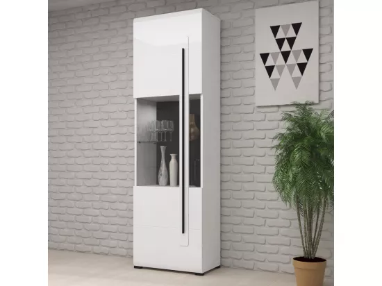 Vitrine 1 porte avec LED Louis Blanc