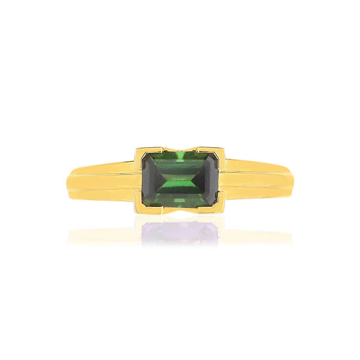 Bague VAN BRILL or jaune 750, tourmaline verte, diamant.