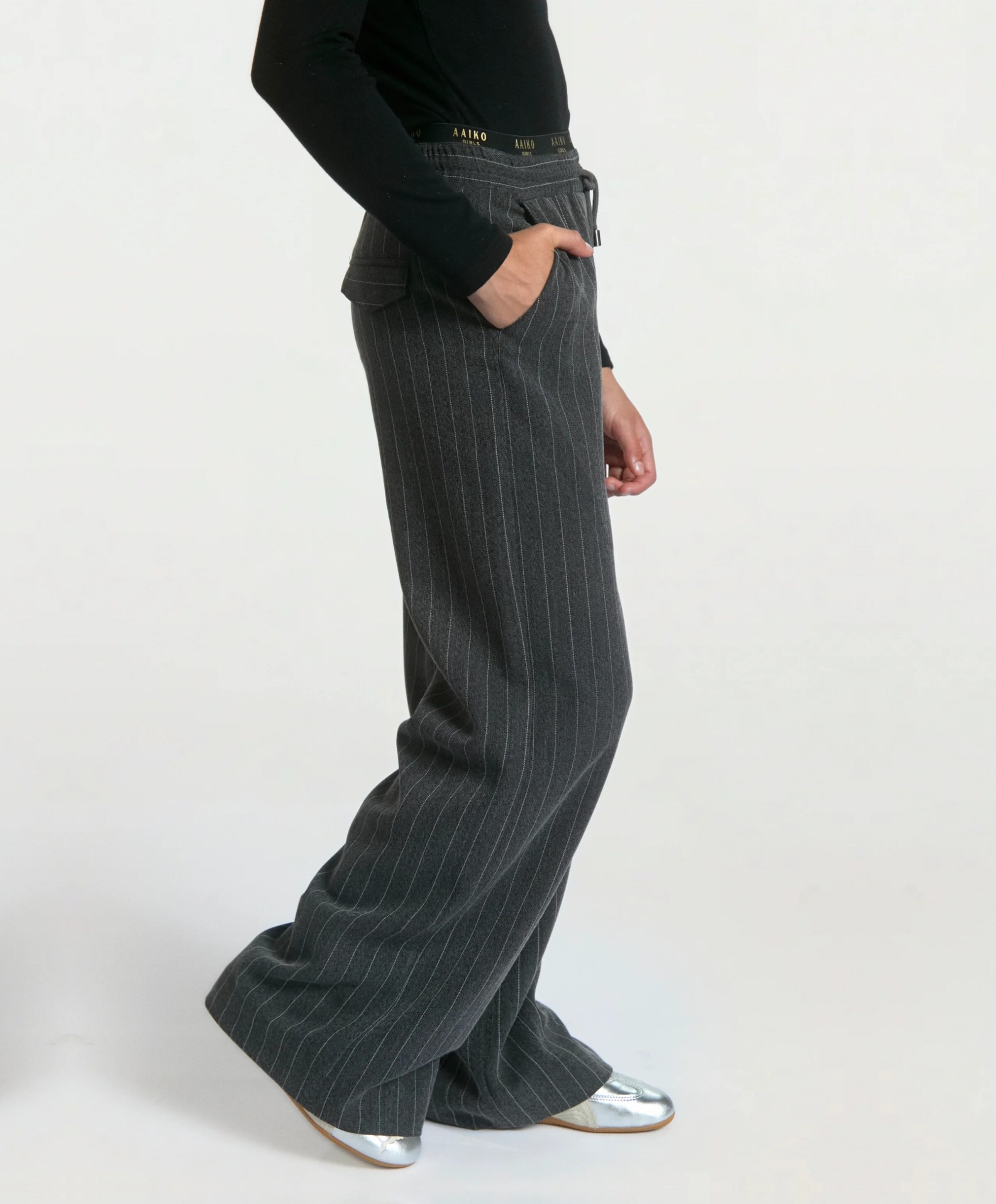 Aaiko Girls ESILA PINSTRIPE VIS 350 G meisjes pantalon grijs
