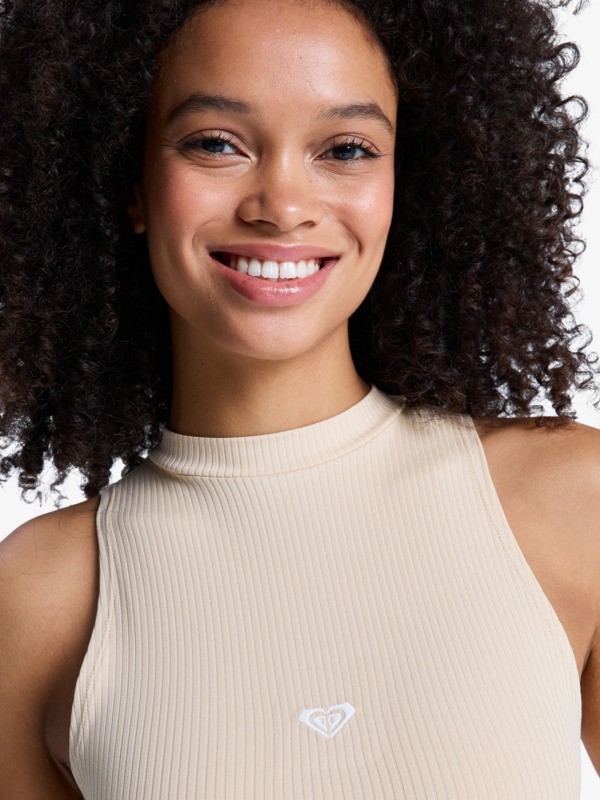 Rise & Vibe Débardeur de sport court Beige Femme