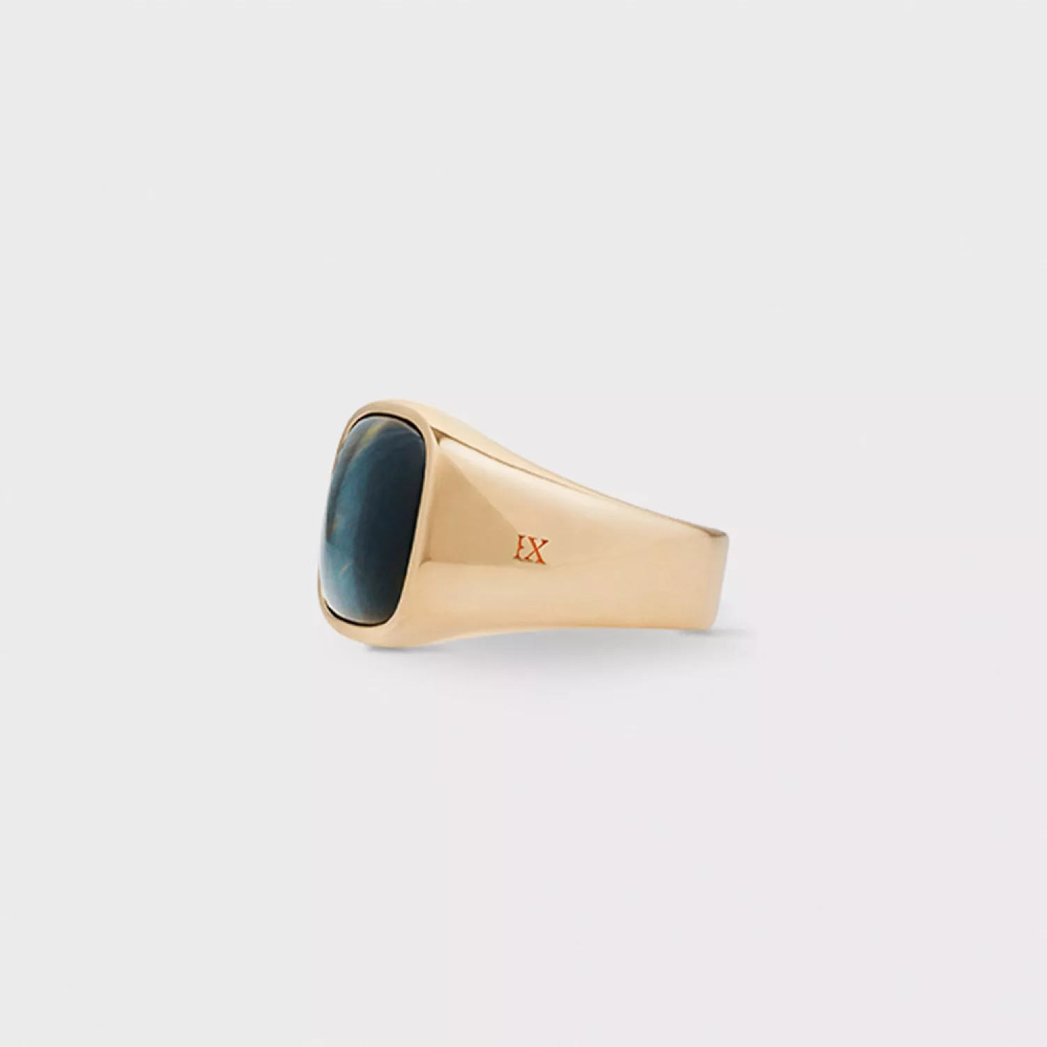 IX Studios Cushion Signet Hawks Eye Ring 22 kt. Forgyldt Sølv DMN0282GDHE