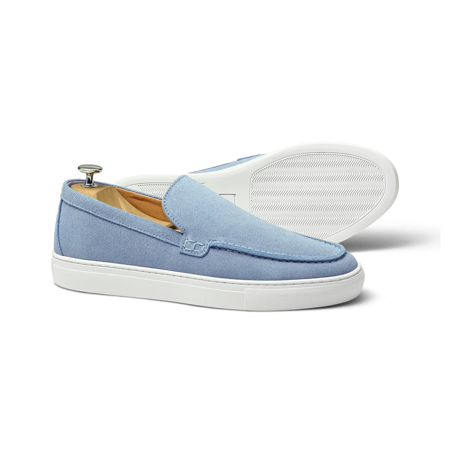 Tossa-Mocassin en veau velours bleu ciel
