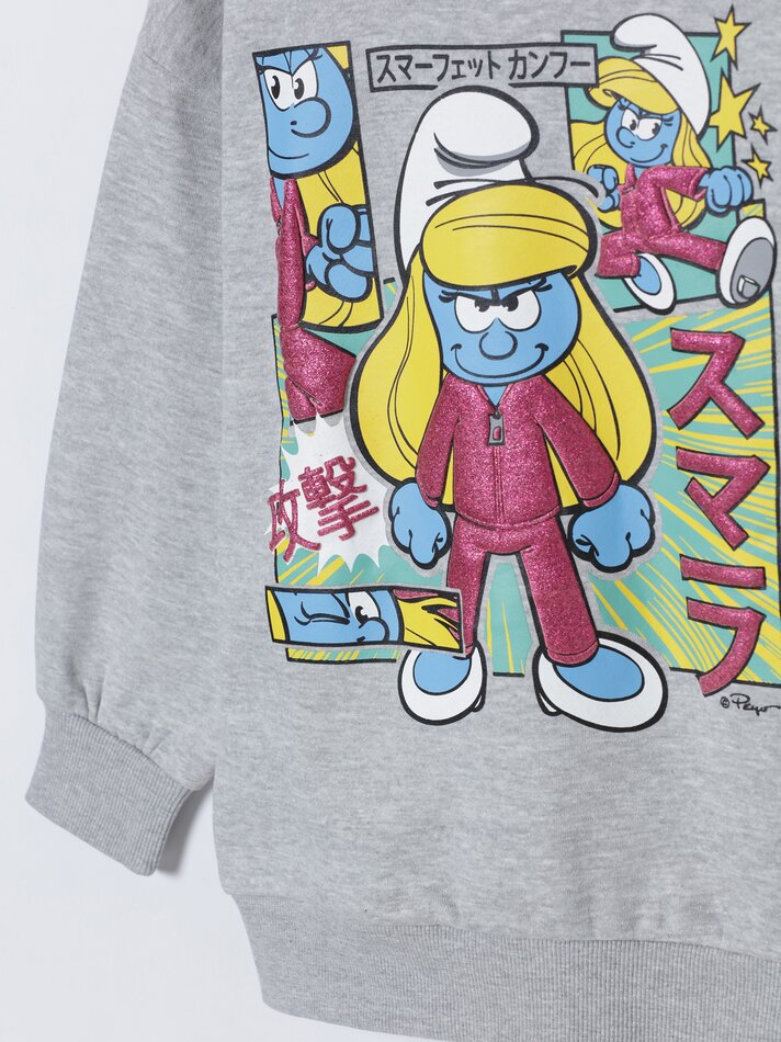 Moletom com capuz Smurfs IMPS - Cinza Mescla Claro