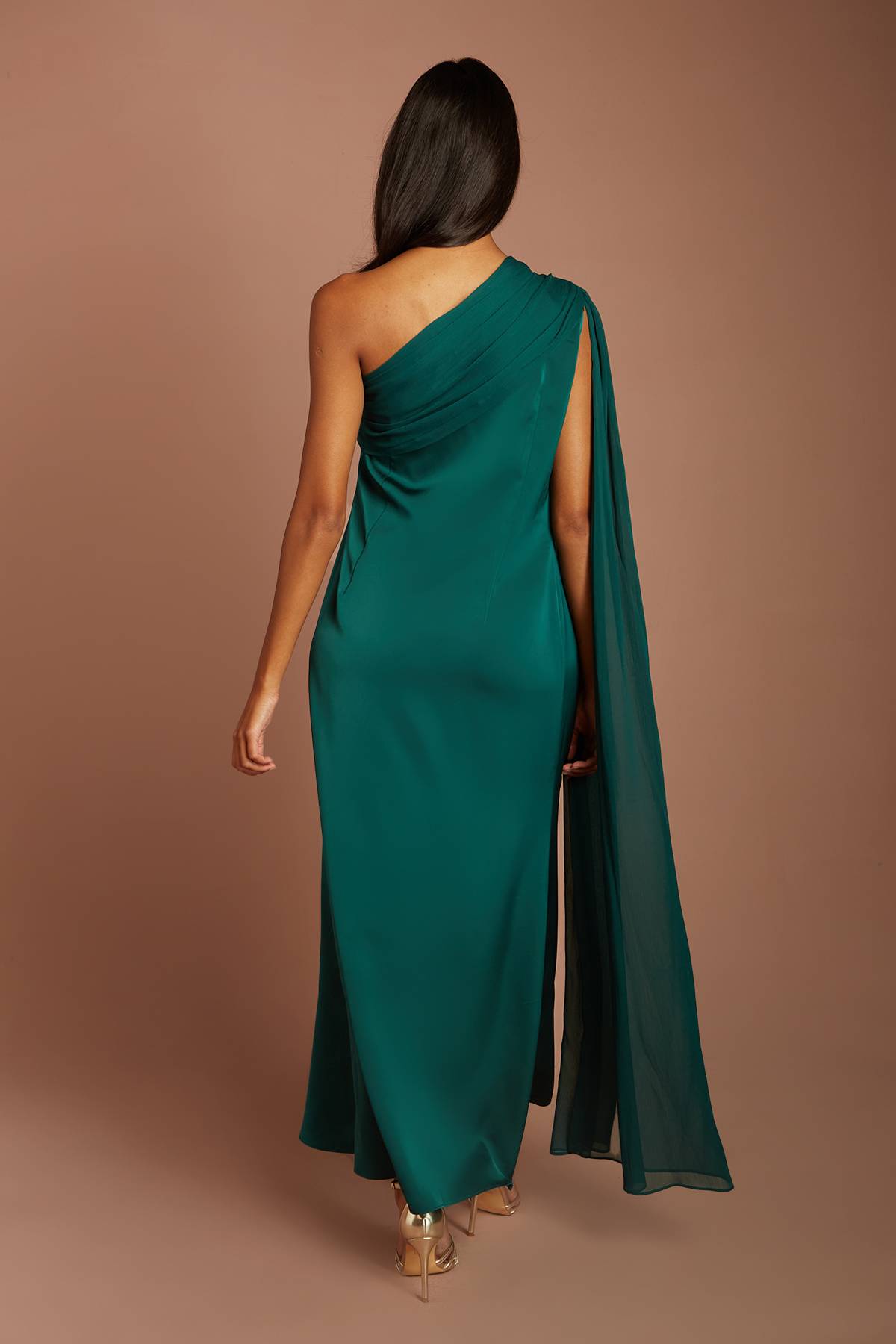 Coast Robe Longue Asymétrique En Satin Et Mousseline Drapée Pour Petite Taille