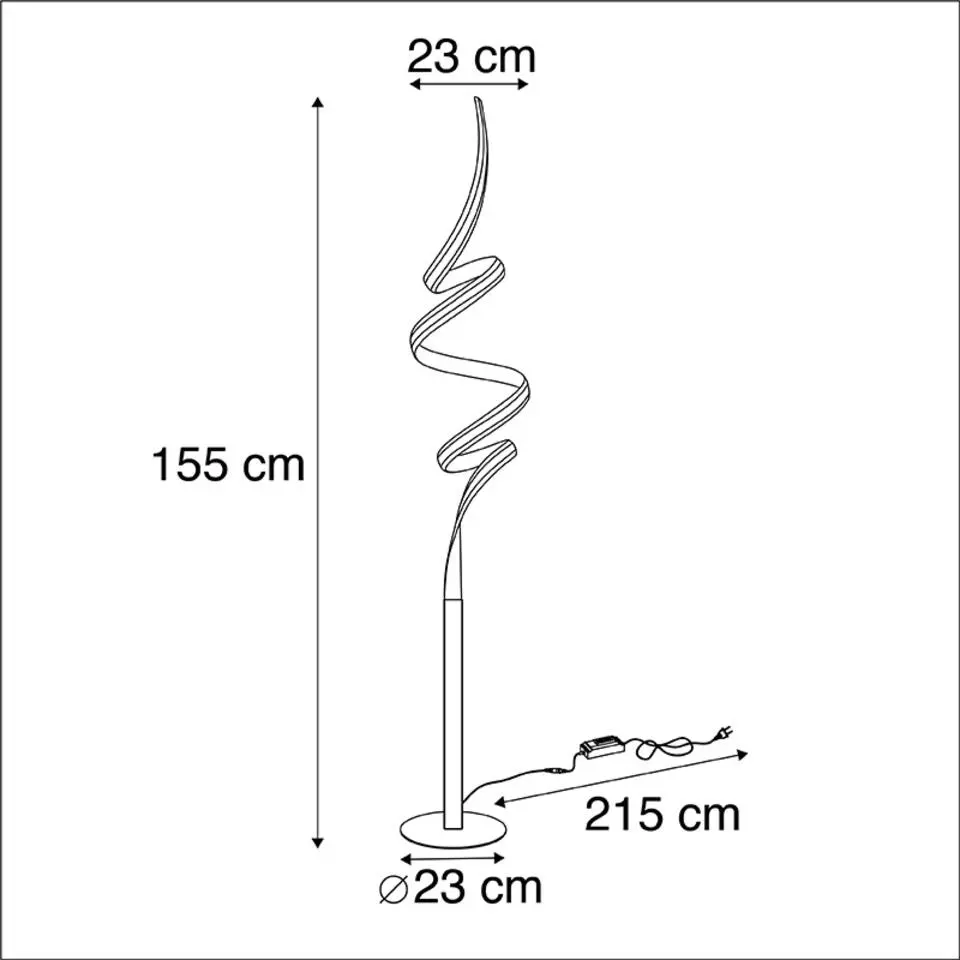 Qazqa vloerlampen twisted fl zwart geïntegreerde led