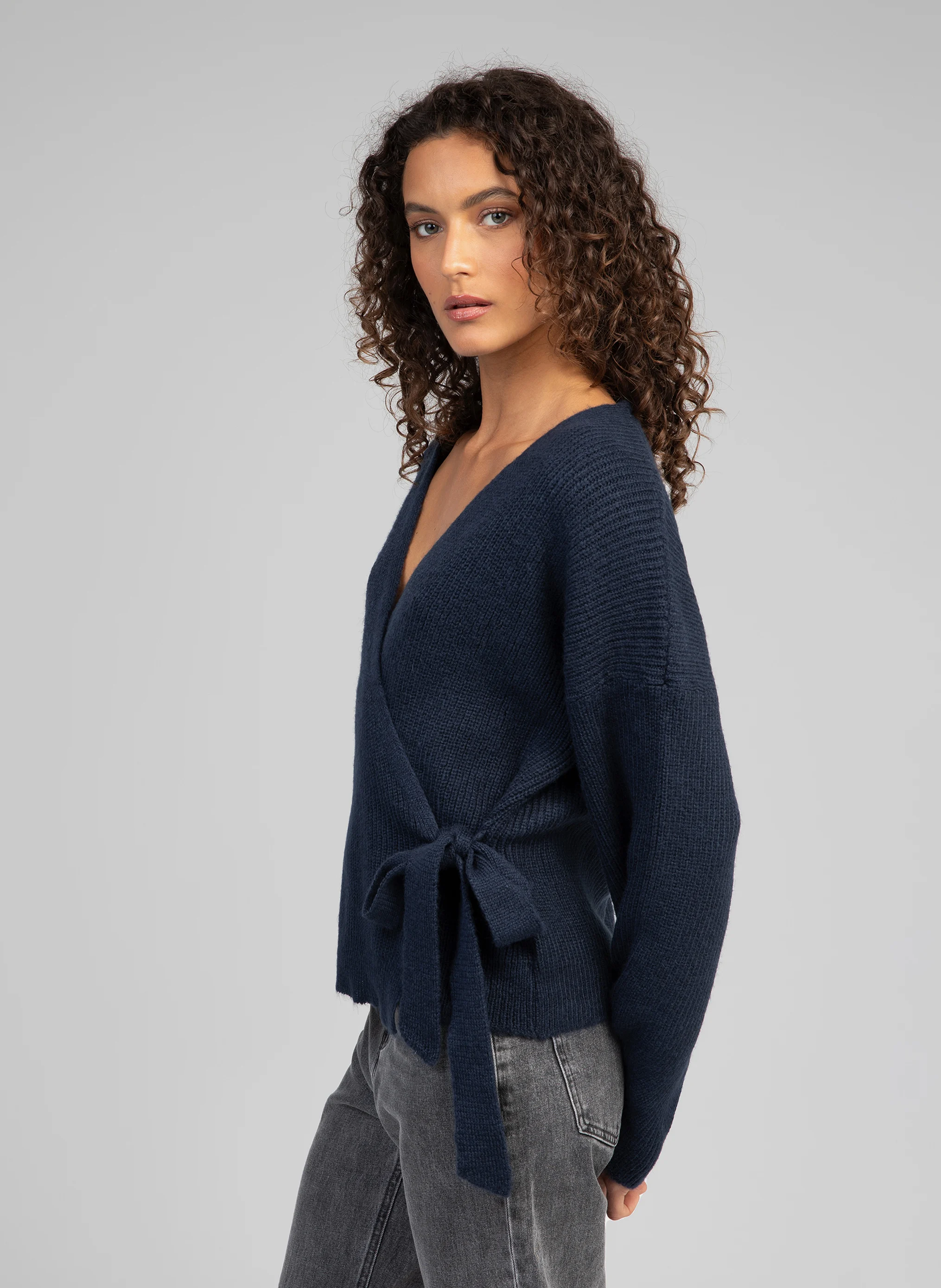 LENINONA - Cardigan col V| Bleu