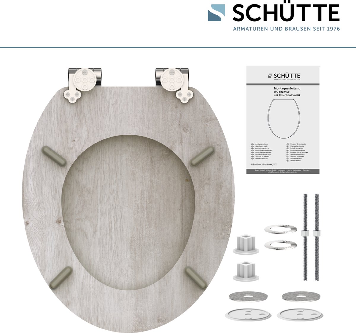 Schutte Mabel softclose toiletzitting bruine houtprint