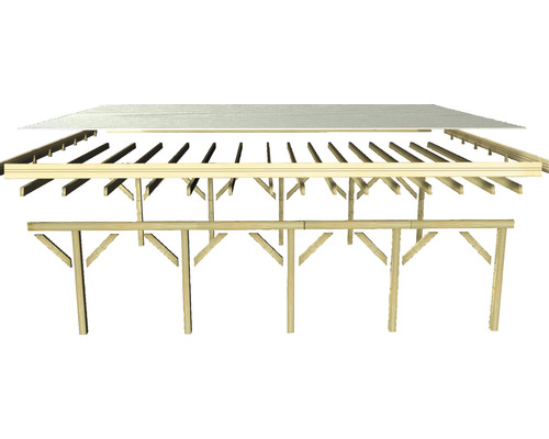 Enkele carport Karibu Caravan 394 x 712 cm drukgeïmpregneerd