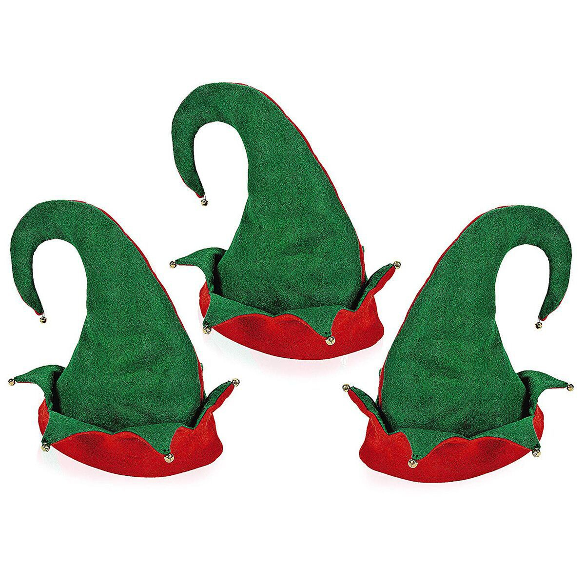 (6er Set) Elfen Mütze Weihnachts Kostüm Zubehör Motto Party Accessoire Fasnachts Foto Requisite - Rot / Grün