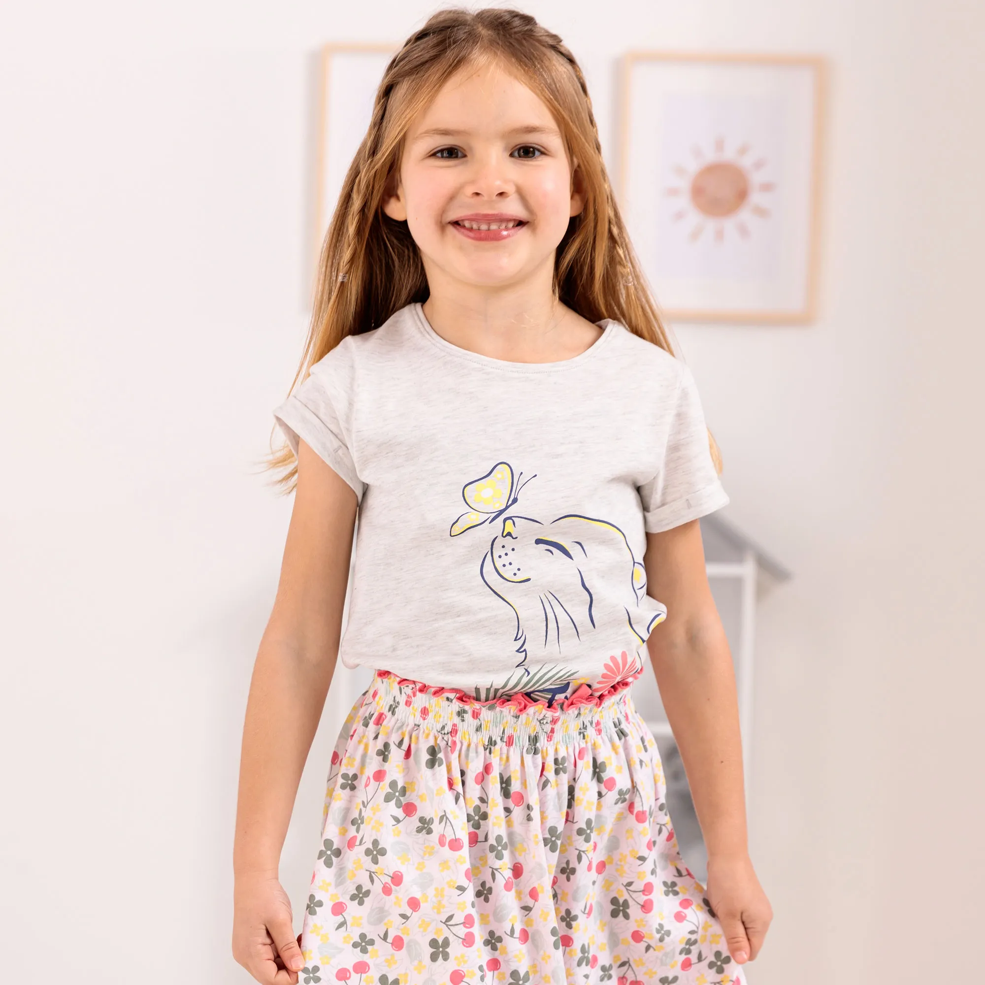 Mädchen-T-Shirt mit Katzen-Aufdruck