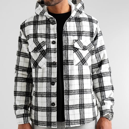 Surchemise A Carreaux Avec Capuche 0388 Noir Blanc