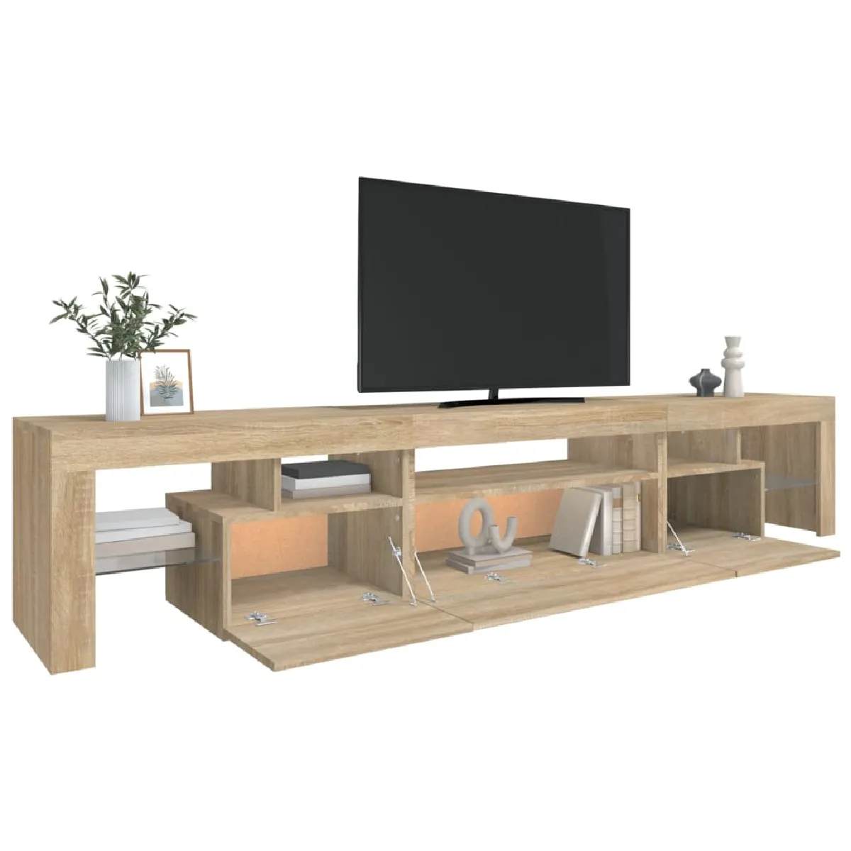 VIDAXL Meuble TV avec LED - Chêne sonoma