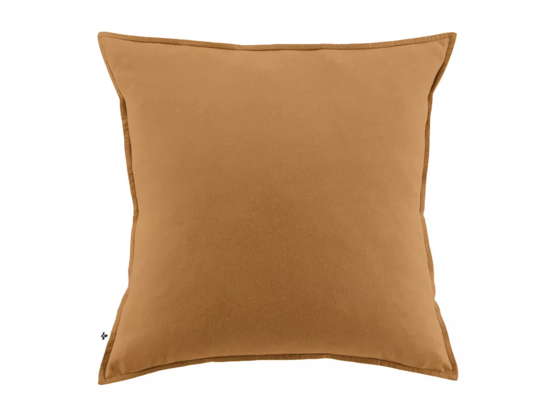 HEDDA - Taie d'Oreiller 63x63cm Flanelle de Coton Coloris Camel