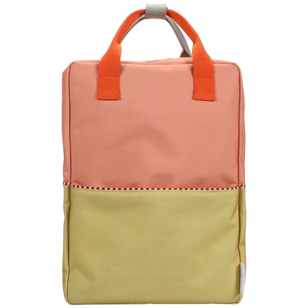 sticky lemon rugzak colourblocking - coral pink - reed green - 38 cm