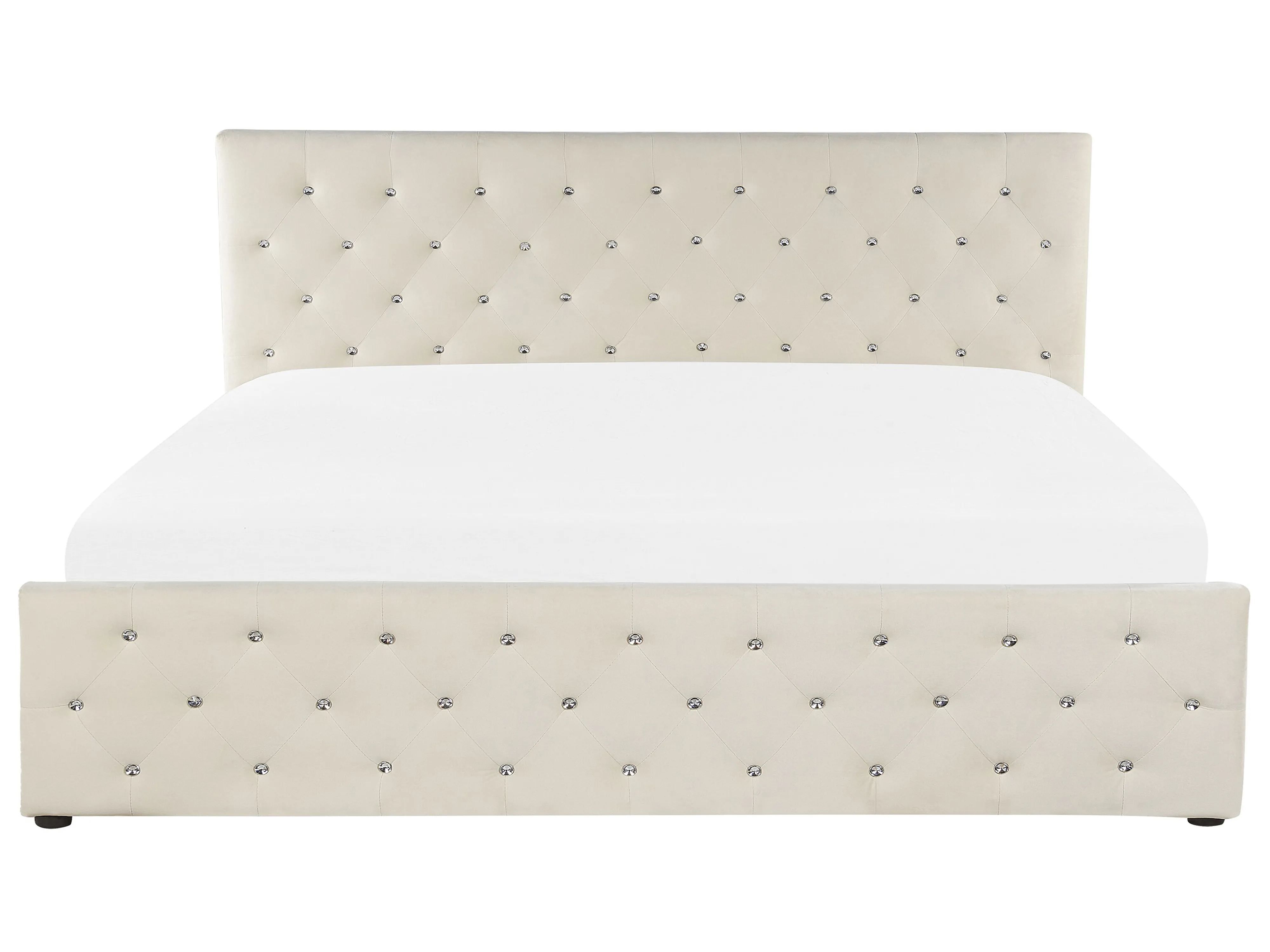 Bed met opbergruimte Fluweel AMIENS 180 x 200 cm Lichtbeige