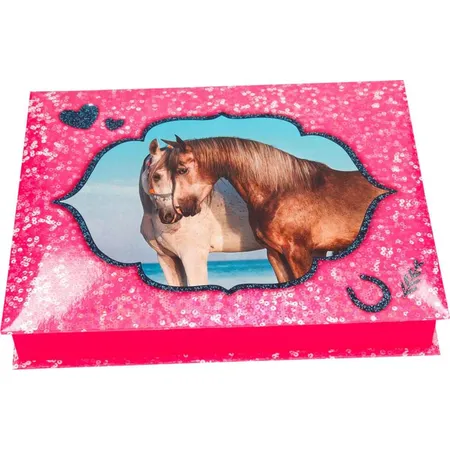 Depesche Horses Dreams Schreibwarenbox Pailetten, pink