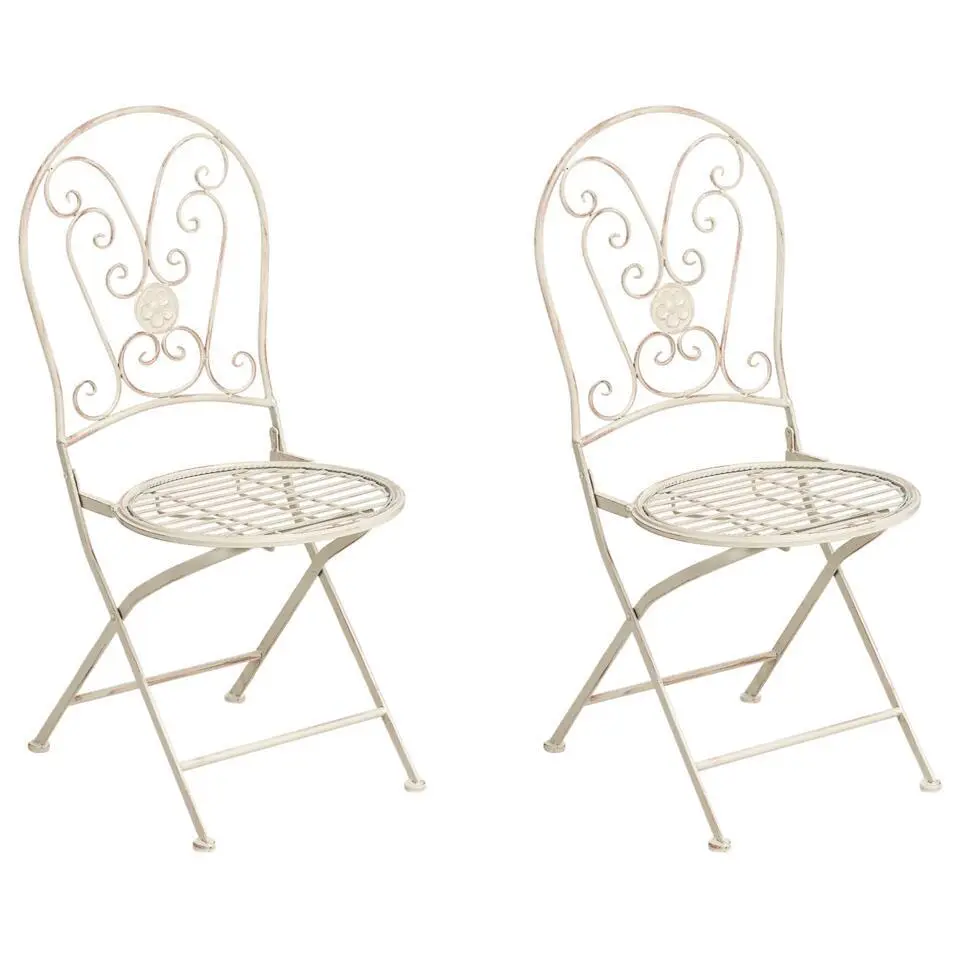 COGGIA - Set van 2 tuinstoelen - Lichtbeige - IJzer