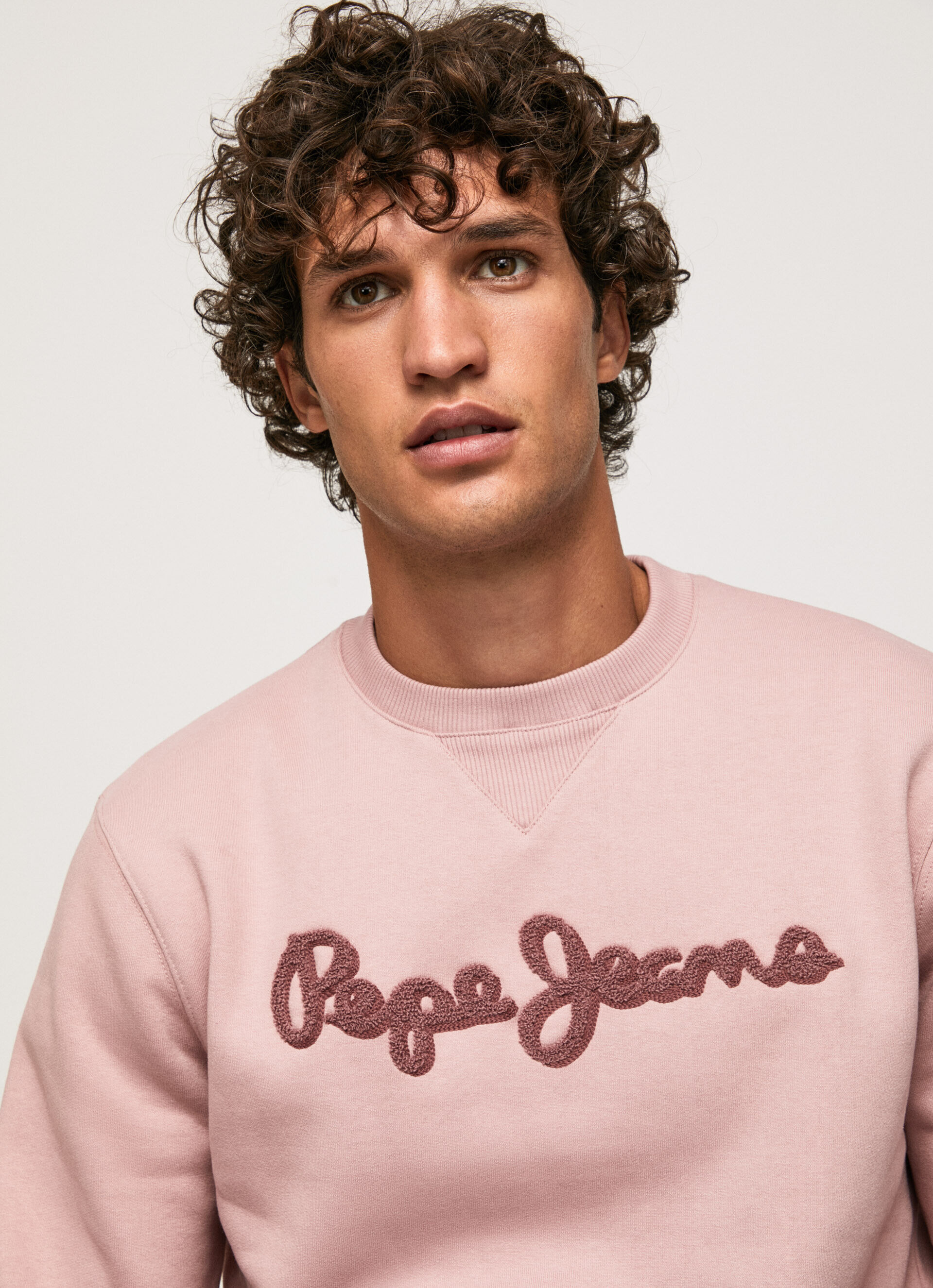 Moletom de algodão com logo bordado - rosa claro