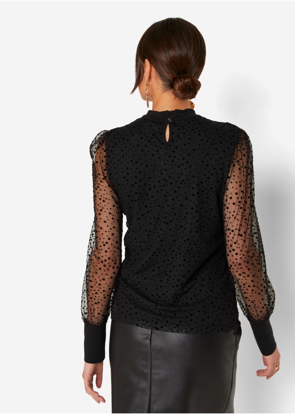 T-shirt manches longues en mesh à pois