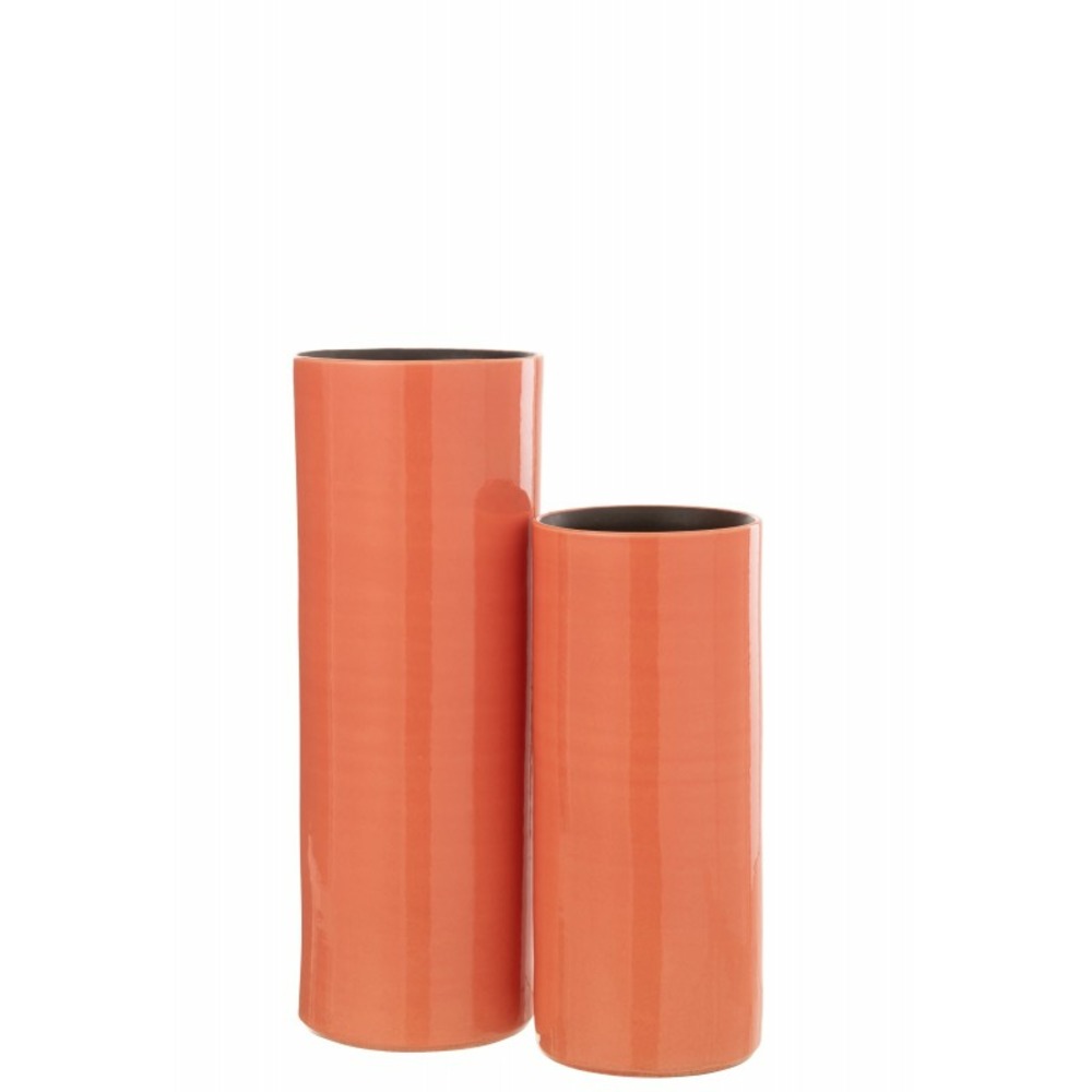 Vase haut en céramique rose 18x18x47 cm