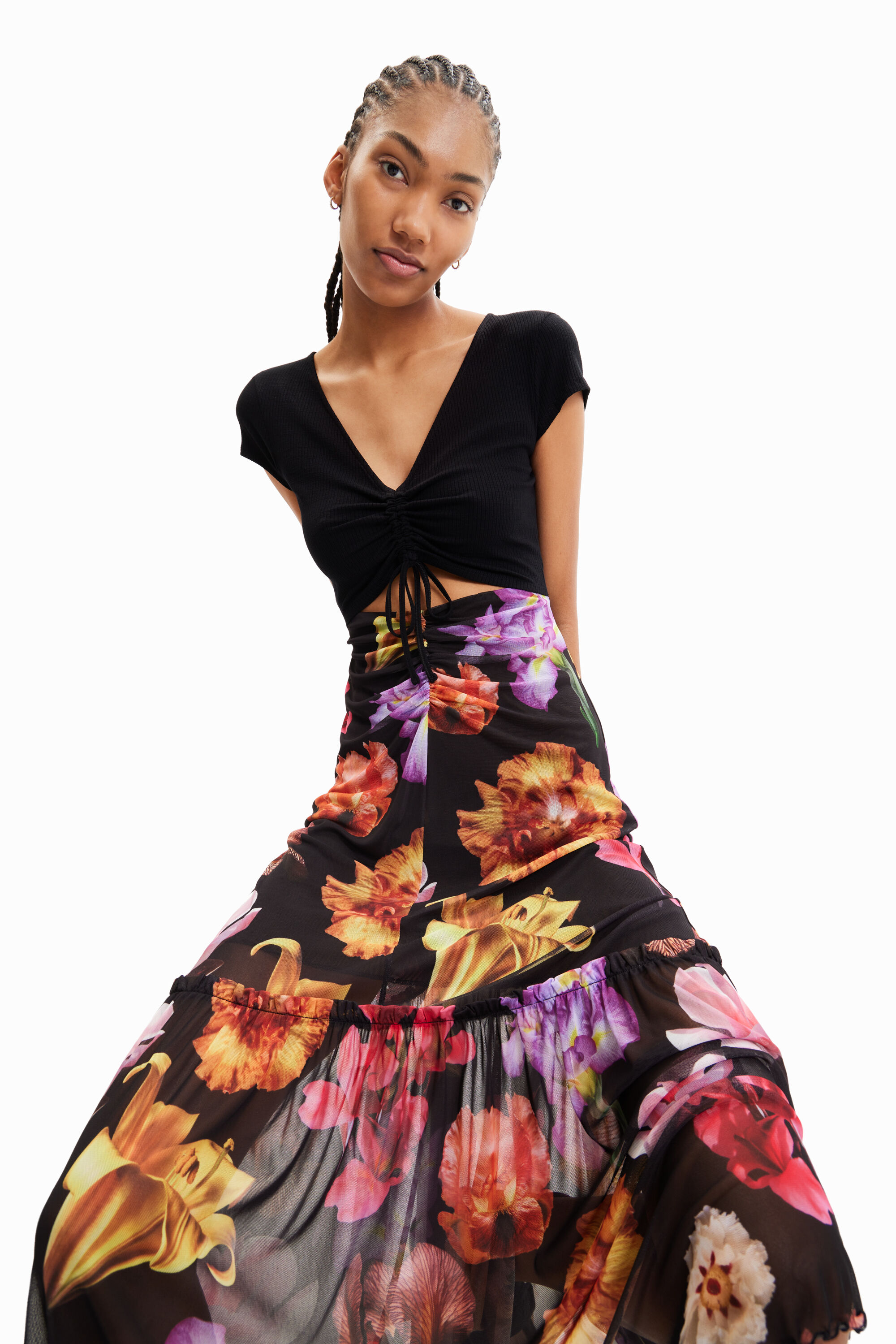 Robe longue combinée fleurs M. Christian Lacroix