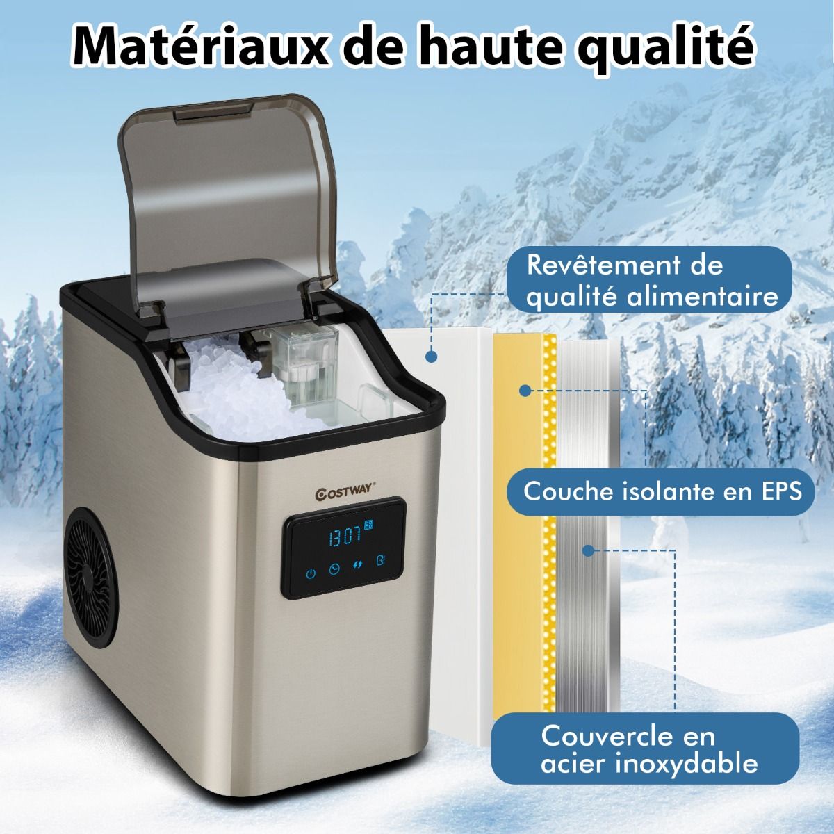 Machine à Glaçons 24kg en 24h Panneau de Contrôle Tactile LED - Lidl-Manfred