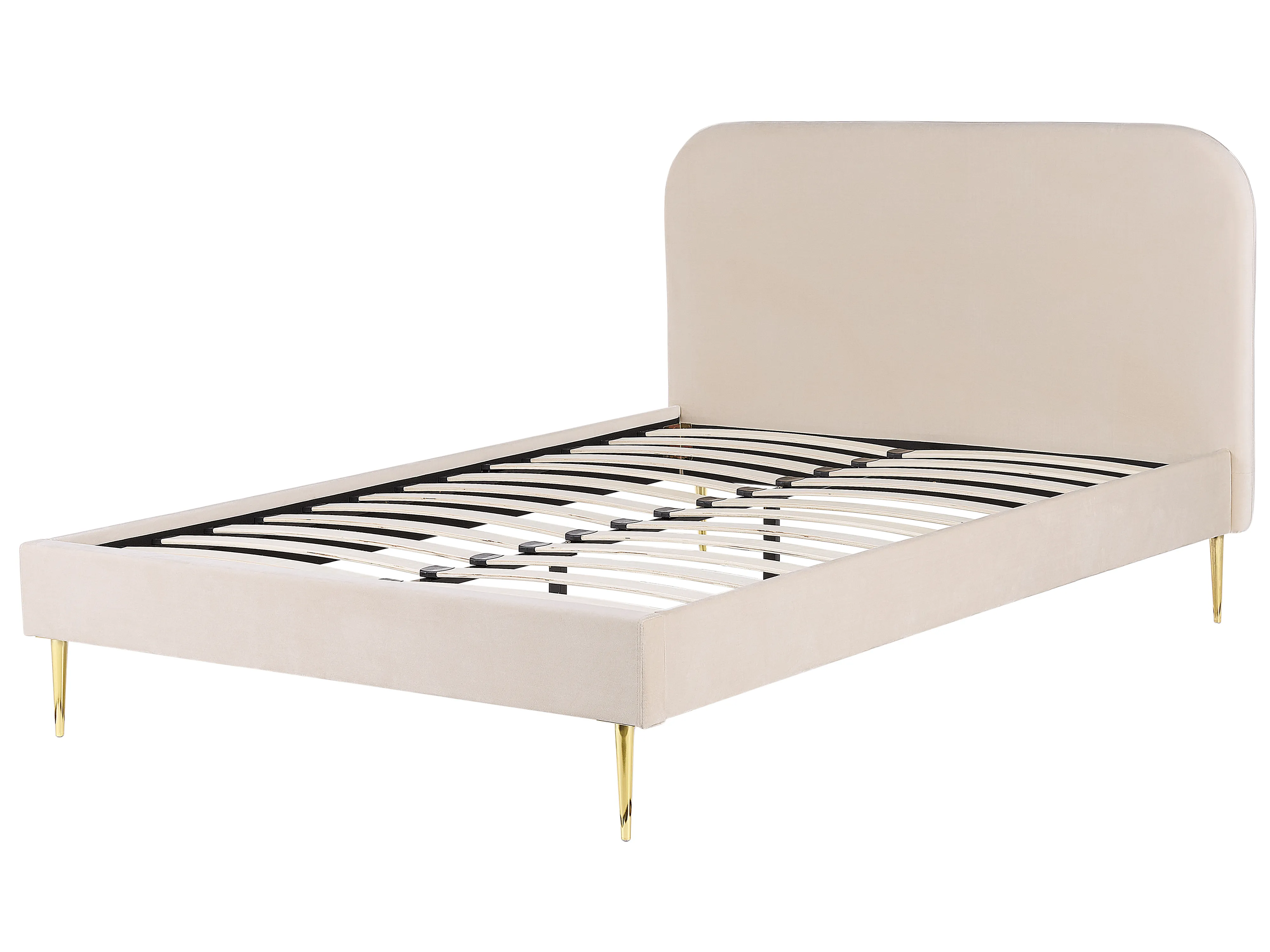 Bed Fluweel FLAYAT 160 x 200 cm Lichtbeige