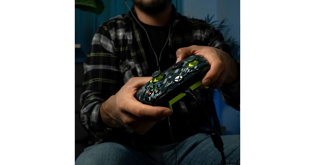 PDPWired Controller - Electric Carbon  (Antraciet/neongroen, Xbox Series X|S, Xbox One, PC)